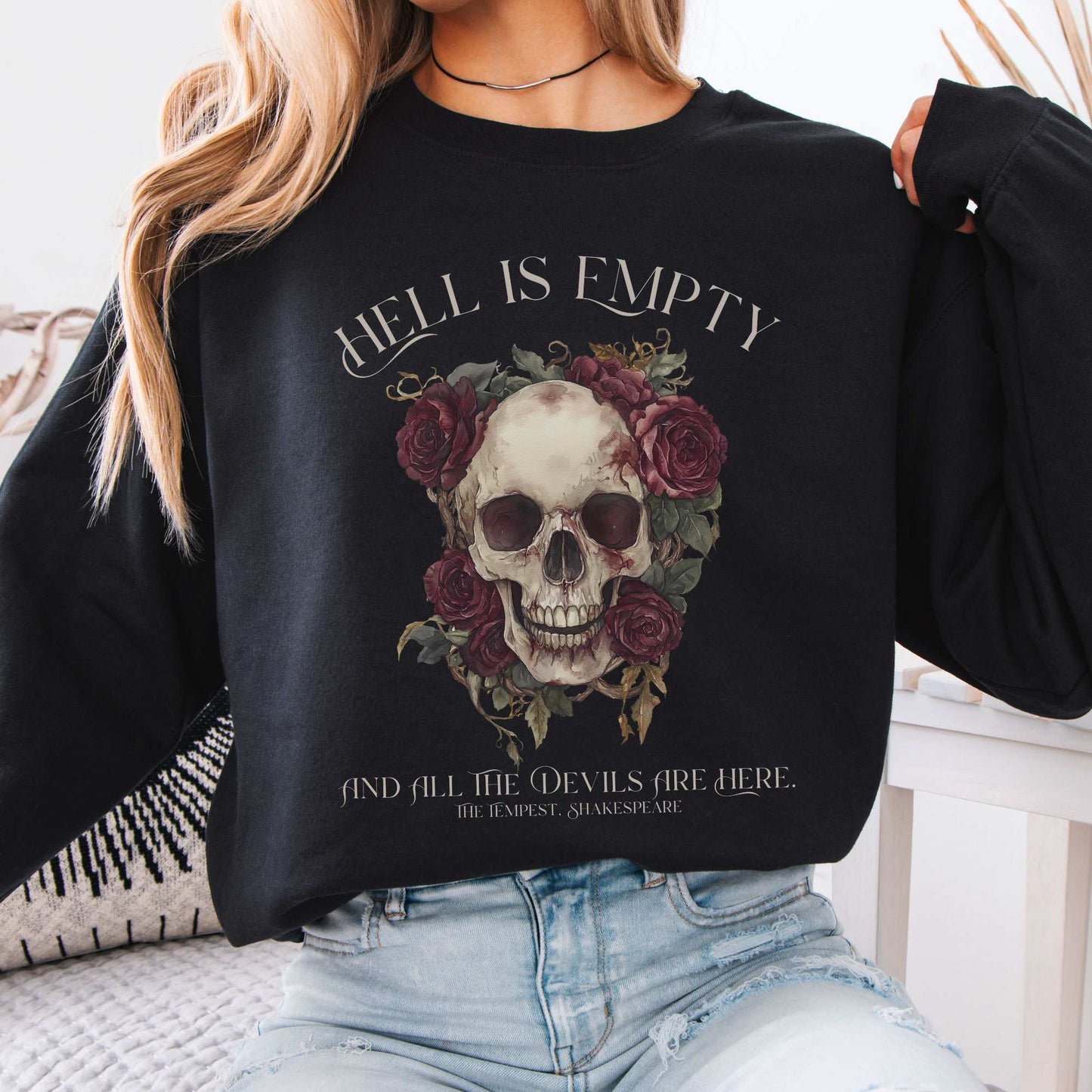 Hell Is Empty And All The Devils Are Here Shakespeare Sweatshirt Black / S Sweatshirt The Mystic Eden Bookish Book Lovers