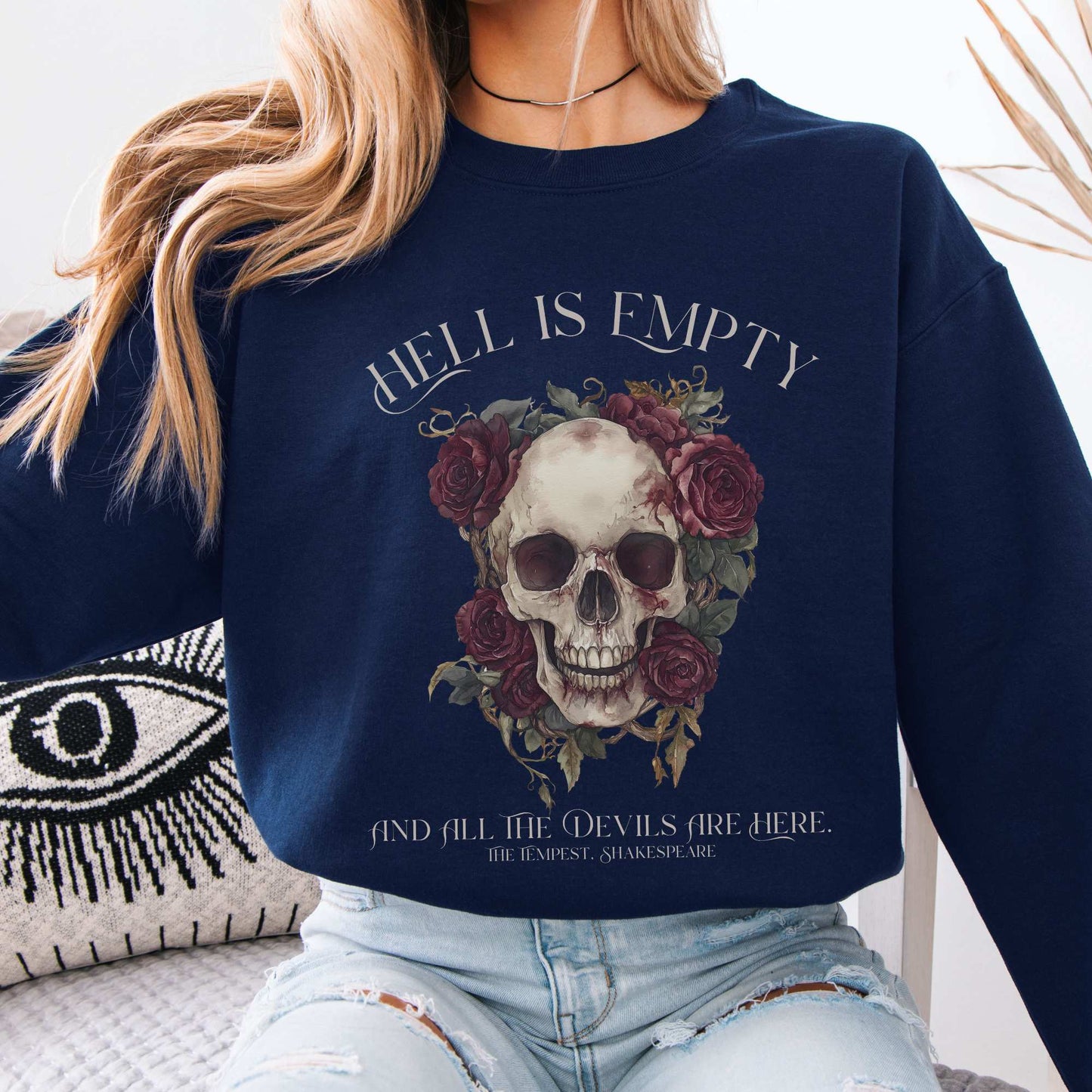 Hell Is Empty And All The Devils Are Here Shakespeare Sweatshirt Navy / S Sweatshirt The Mystic Eden Bookish Book Lovers