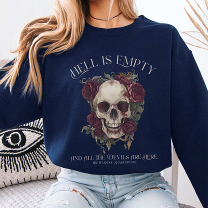 Hell Is Empty And All The Devils Are Here Shakespeare Sweatshirt Navy / S Sweatshirt The Mystic Eden Bookish Book Lovers