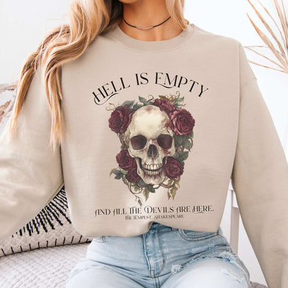 Hell Is Empty And All The Devils Are Here Shakespeare Sweatshirt Sand / S Sweatshirt The Mystic Eden Bookish Book Lovers