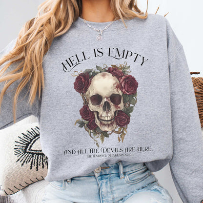 Hell Is Empty And All The Devils Are Here Shakespeare Sweatshirt Sport Grey / S Sweatshirt The Mystic Eden Bookish Book Lovers