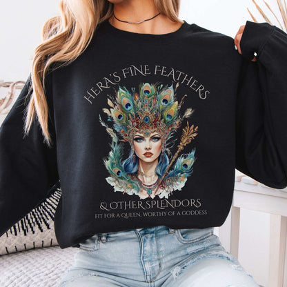Hera's Fine Feathers & Other Splendors Sweatshirt Black / S Sweatshirt The Mystic Eden Bookish Book Lovers
