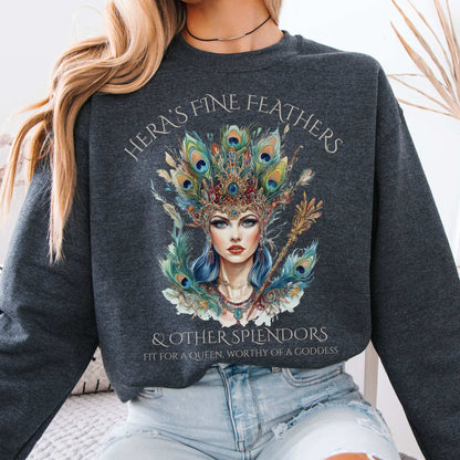 Hera's Fine Feathers & Other Splendors Sweatshirt Dark Heather / S Sweatshirt The Mystic Eden Bookish Book Lovers