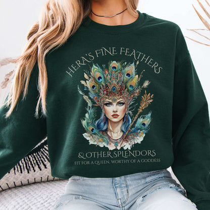 Hera's Fine Feathers & Other Splendors Sweatshirt Forest Green / S Sweatshirt The Mystic Eden Bookish Book Lovers