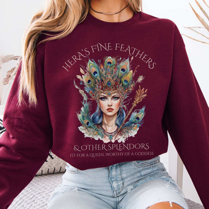 Hera's Fine Feathers & Other Splendors Sweatshirt Maroon / S Sweatshirt The Mystic Eden Bookish Book Lovers