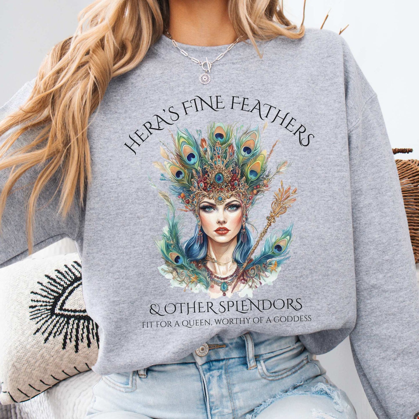 Hera's Fine Feathers & Other Splendors Sweatshirt Sport Grey / S Sweatshirt The Mystic Eden Bookish Book Lovers