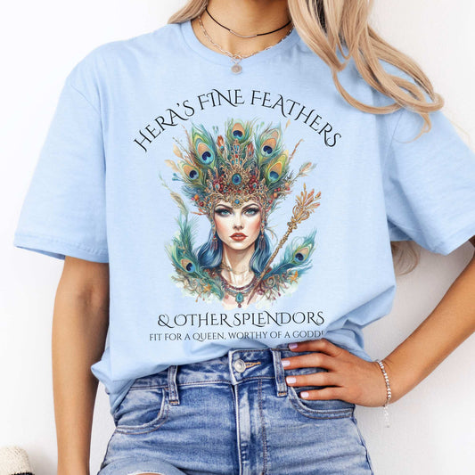 Hera's Fine Feathers & Other Splendors Tee Light Blue / S T-Shirt The Mystic Eden Bookish Book Lovers