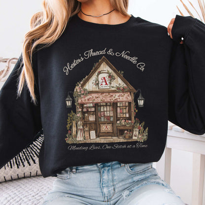 Hester's Thread & Needle Co. Scarlet Letter Sweatshirt Black / S Sweatshirt The Mystic Eden Bookish Book Lovers
