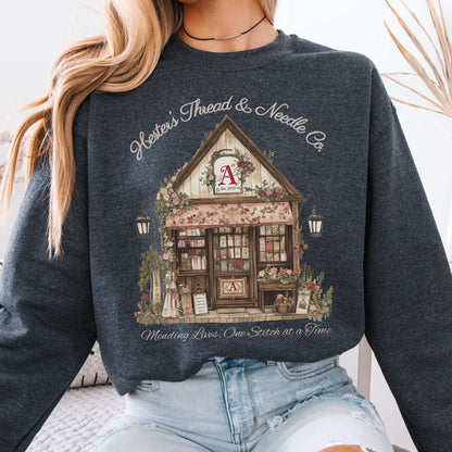 Hester's Thread & Needle Co. Scarlet Letter Sweatshirt Dark Heather / S Sweatshirt The Mystic Eden Bookish Book Lovers