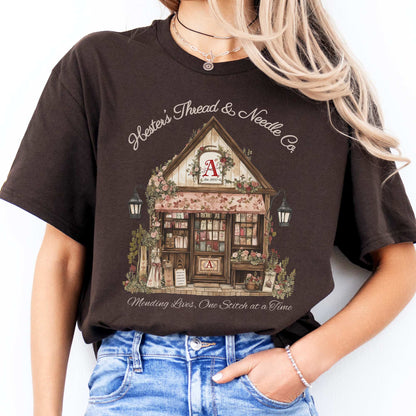 Hester's Thread & Needle Co. Scarlet Letter Tee Dark Chocolate / S T-Shirt The Mystic Eden Bookish Book Lovers