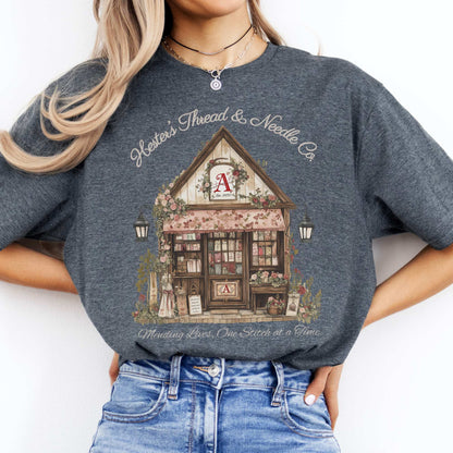 Hester's Thread & Needle Co. Scarlet Letter Tee Dark Heather / S T-Shirt The Mystic Eden Bookish Book Lovers