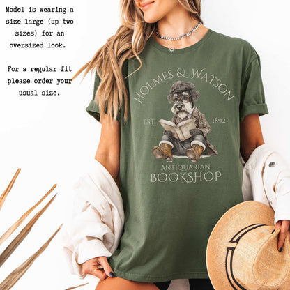 Holmes & Watson Antiquarian Bookshop Sherlock Dog Shirt T-Shirt The Mystic Eden Bookish Book Lovers