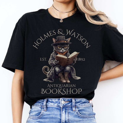 Holmes & Watson Antiquarian Bookshop - Sherlock Holmes Shirt Black / S T-Shirt The Mystic Eden Bookish Book Lovers