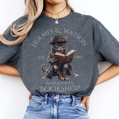 Holmes & Watson Antiquarian Bookshop - Sherlock Holmes Shirt Dark Heather / S T-Shirt The Mystic Eden Bookish Book Lovers