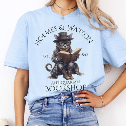 Holmes & Watson Antiquarian Bookshop - Sherlock Holmes Shirt Light Blue / S T-Shirt The Mystic Eden Bookish Book Lovers