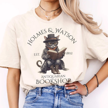 Holmes & Watson Antiquarian Bookshop - Sherlock Holmes Shirt Natural / S T-Shirt The Mystic Eden Bookish Book Lovers