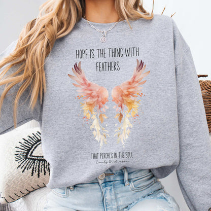 Hope is the Thing With Feathers Emily Dickinson Sweatshirt Sport Grey / S Sweatshirt The Mystic Eden Bookish Book Lovers