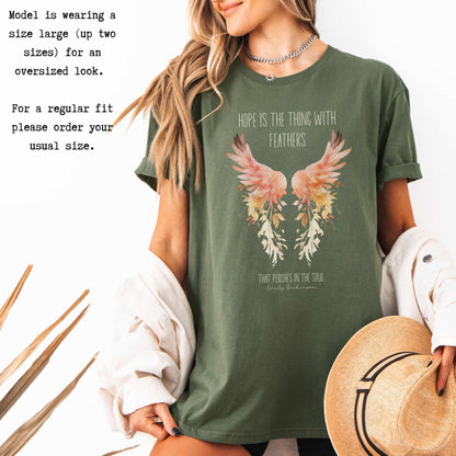 Hope is the Thing With Feathers Emily Dickinson T-Shirt T-Shirt The Mystic Eden Bookish Book Lovers