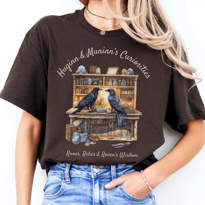 Huginn and Muninn's Curiosities Norse Gods Shirt Dark Chocolate / S T-Shirt The Mystic Eden Bookish Book Lovers