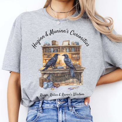 Huginn and Muninn's Curiosities Norse Gods Shirt Sport Grey / S T-Shirt The Mystic Eden Bookish Book Lovers