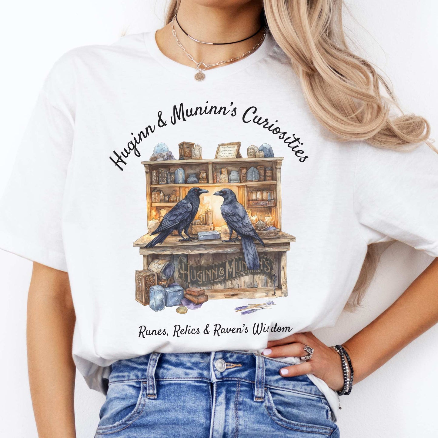 Huginn and Muninn's Curiosities Norse Gods Shirt White / S T-Shirt The Mystic Eden Bookish Book Lovers