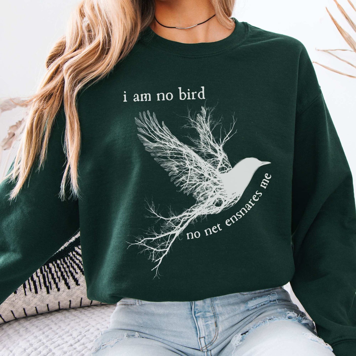 I am no Bird Jane Eyre Charlotte Brontë Bookish Sweatshirt Forest Green / S Sweatshirt The Mystic Eden Bookish Book Lovers
