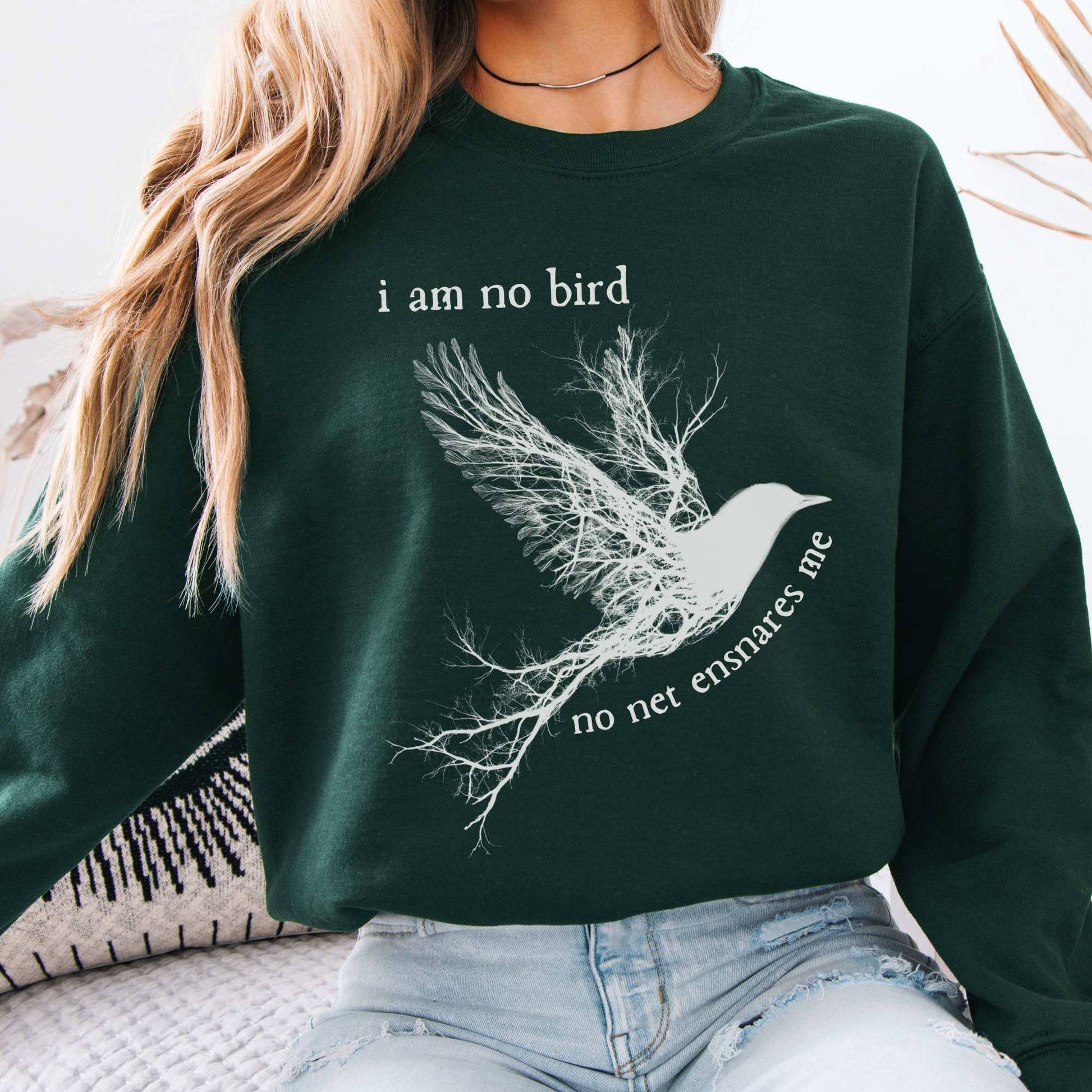 I am no Bird Jane Eyre Charlotte Brontë Bookish Sweatshirt Forest Green / S Sweatshirt The Mystic Eden Bookish Book Lovers