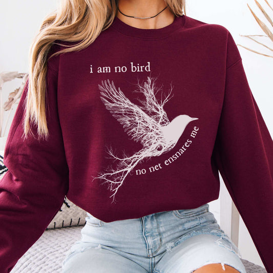 I am no Bird Jane Eyre Charlotte Brontë Bookish Sweatshirt Maroon / S Sweatshirt The Mystic Eden Bookish Book Lovers