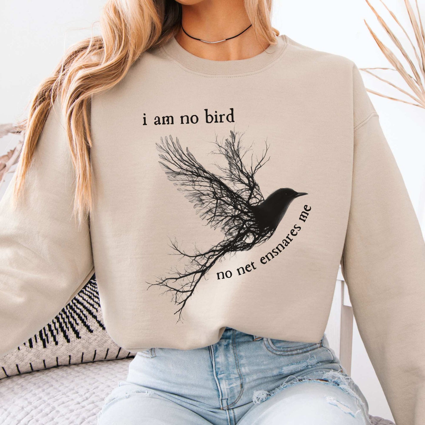 I am no Bird Jane Eyre Charlotte Brontë Bookish Sweatshirt Sand / S Sweatshirt The Mystic Eden Bookish Book Lovers
