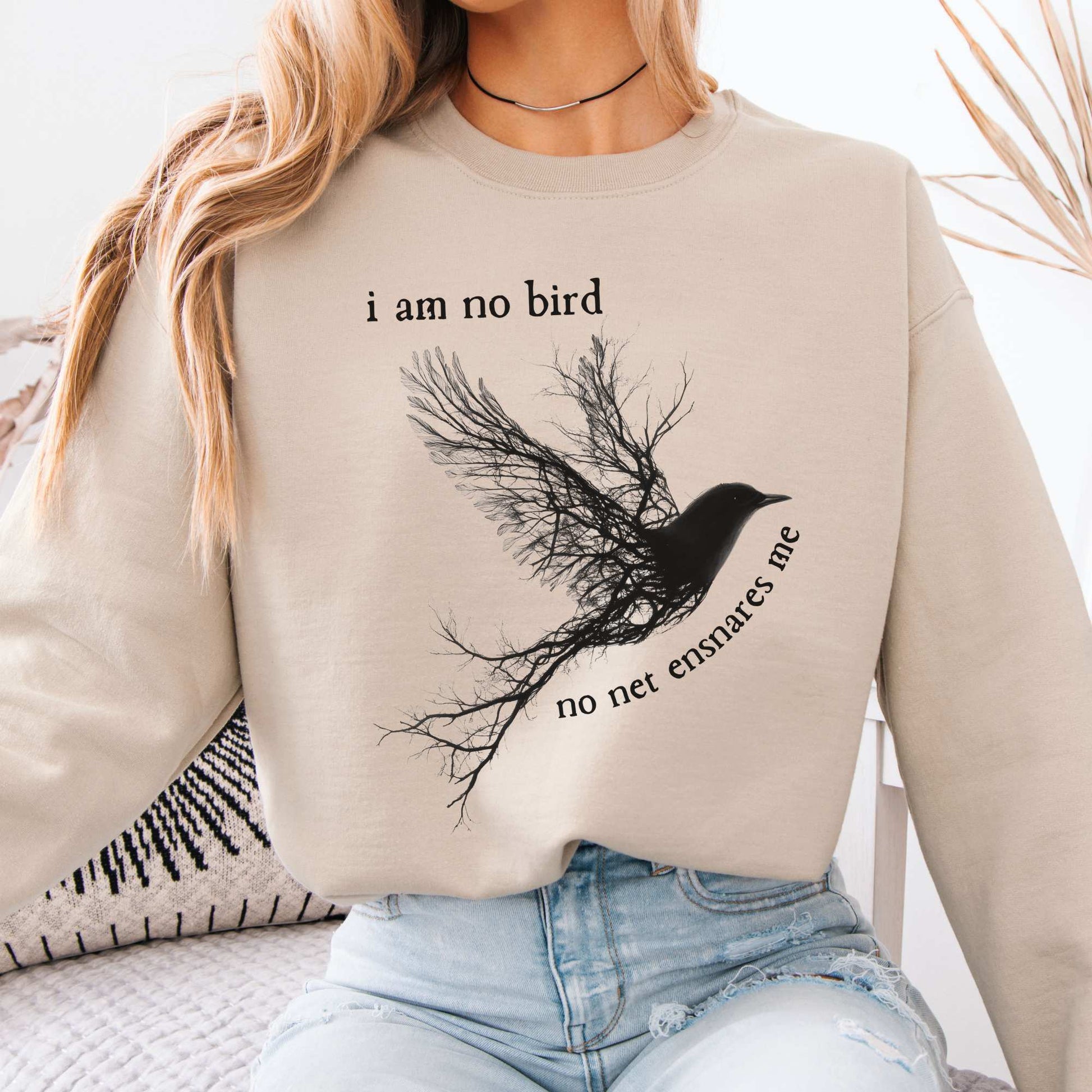 I am no Bird Jane Eyre Charlotte Brontë Bookish Sweatshirt Sand / S Sweatshirt The Mystic Eden Bookish Book Lovers