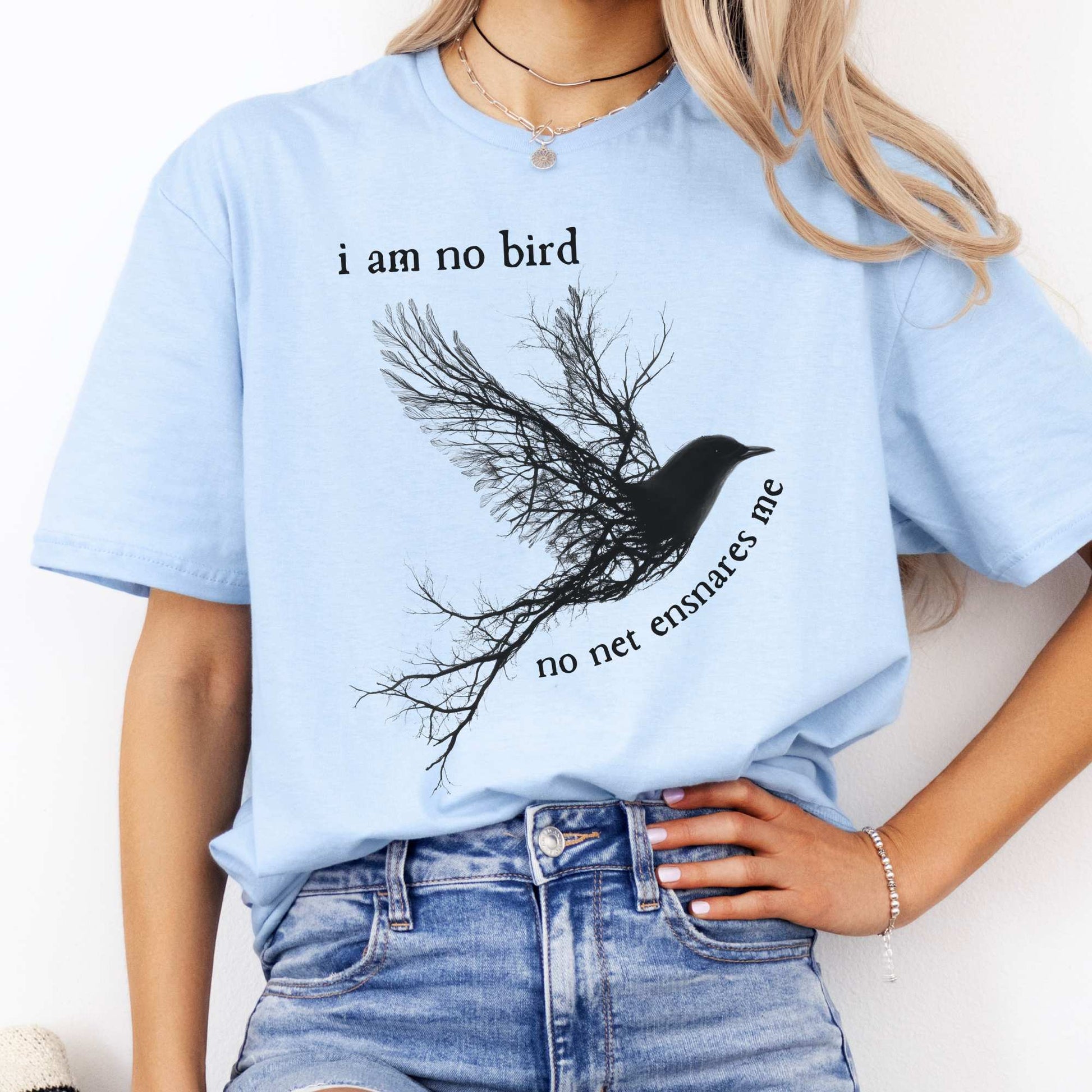 I am no bird Jane Eyre Charlotte Brontë Shirt Light Blue / S T-Shirt The Mystic Eden Bookish Book Lovers