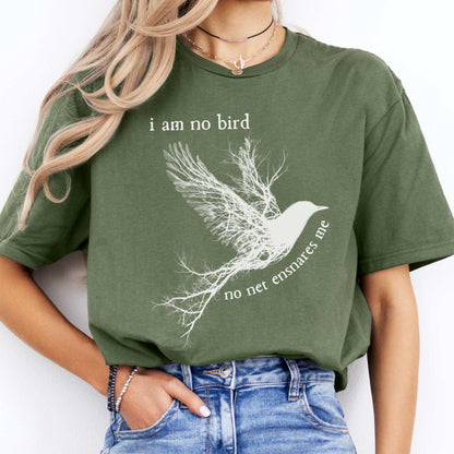 I am no bird Jane Eyre Charlotte Brontë Shirt Military Green / S T-Shirt The Mystic Eden Bookish Book Lovers