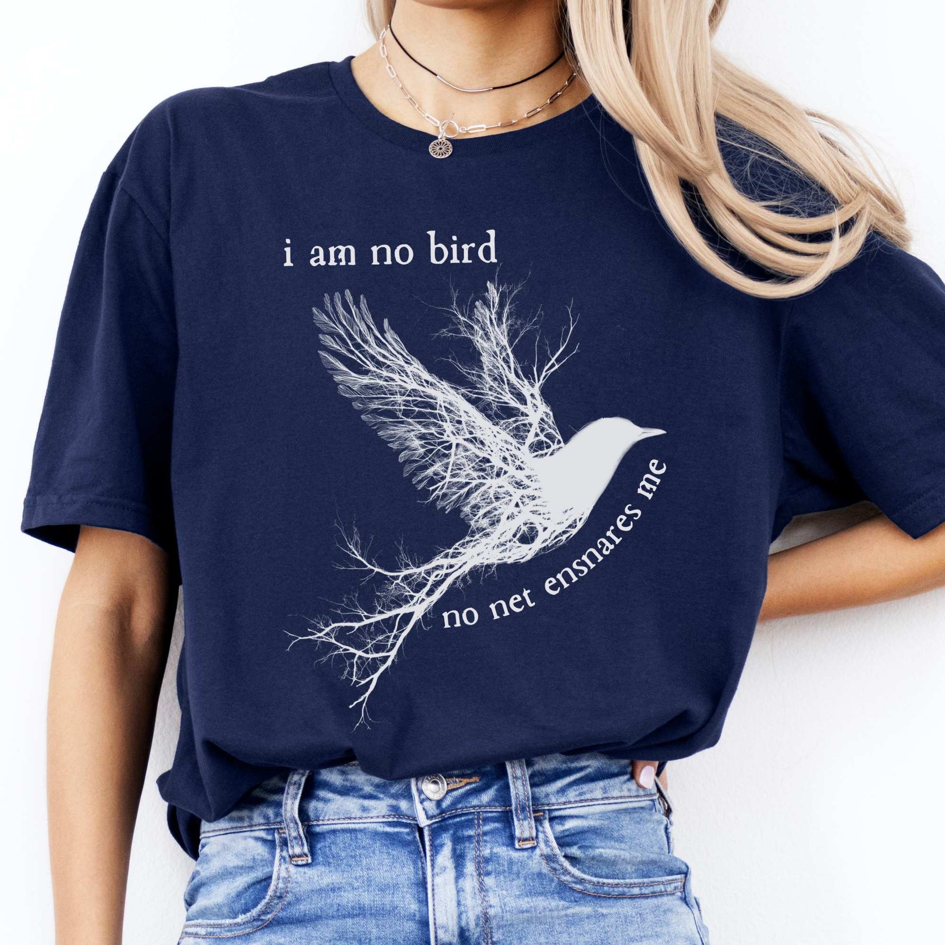 I am no bird Jane Eyre Charlotte Brontë Shirt Navy / S T-Shirt The Mystic Eden Bookish Book Lovers