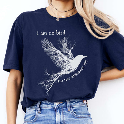 I am no bird Jane Eyre Charlotte Brontë Shirt Navy / S T-Shirt The Mystic Eden Bookish Book Lovers