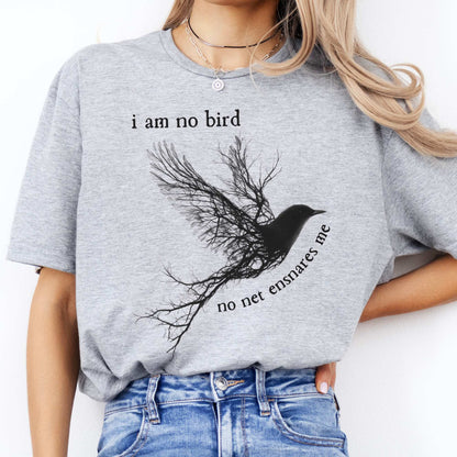 I am no bird Jane Eyre Charlotte Brontë Shirt Sport Grey / S T-Shirt The Mystic Eden Bookish Book Lovers