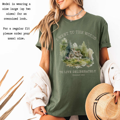 I Went To The Woods To Live Deliberately Henry Thoreau Tee T-Shirt The Mystic Eden Bookish Book Lovers