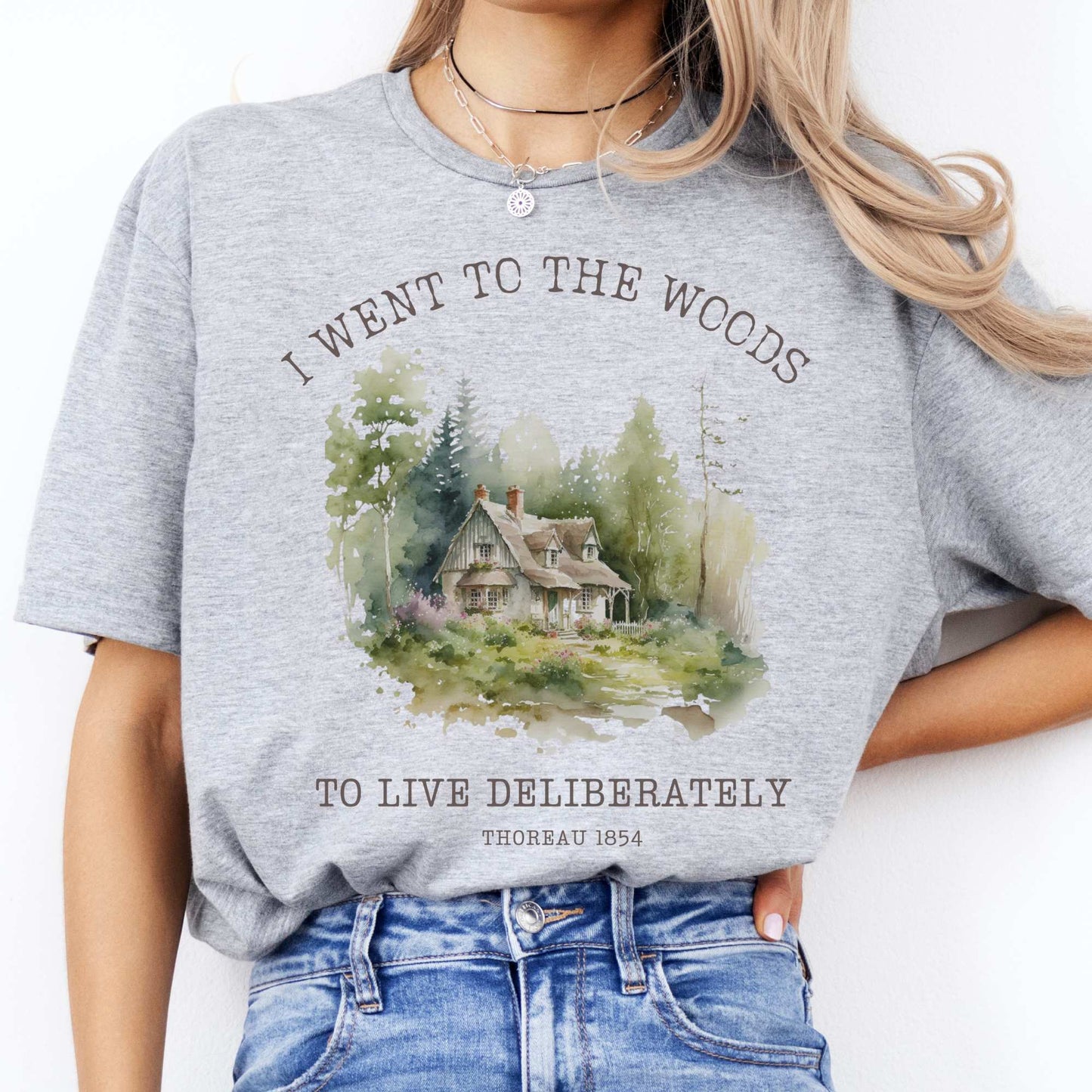 I Went To The Woods To Live Deliberately Henry Thoreau Tee T-Shirt The Mystic Eden Bookish Book Lovers