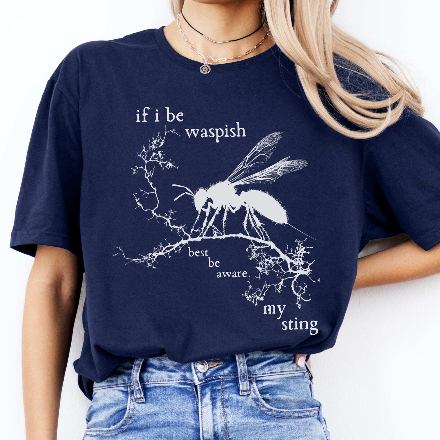 If I Be Waspish Best Be Aware My Sting - Shakespeare Shirt Navy / S T-Shirt The Mystic Eden Bookish Book Lovers