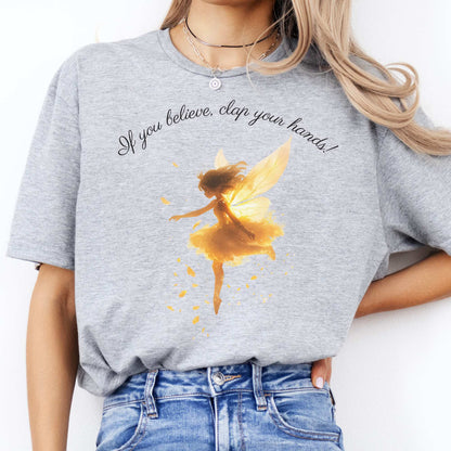 If You Believe Clap Your Hands Peter Pan Shirt - J M Barrie Sport Grey / S T-Shirt The Mystic Eden Bookish Book Lovers