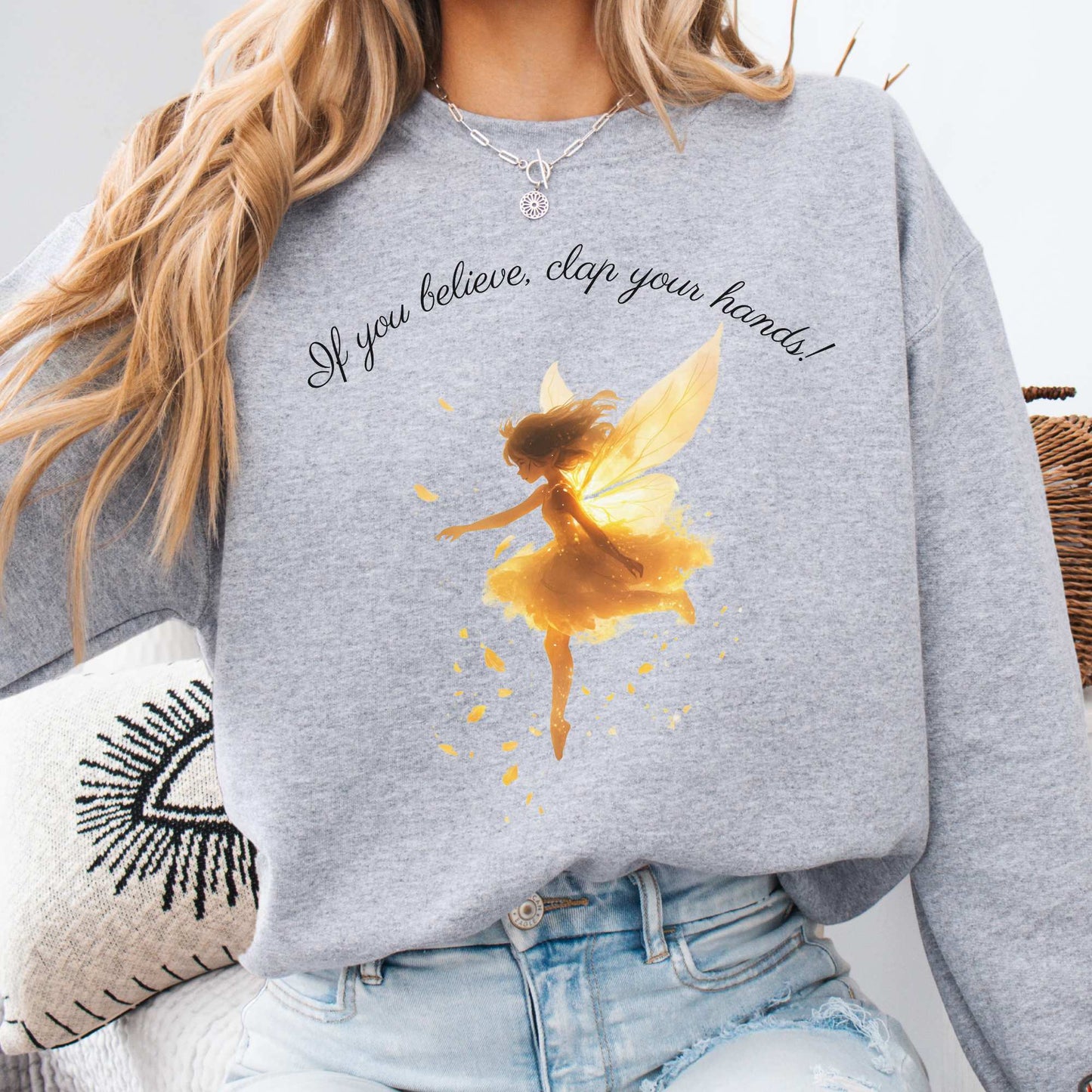 If You Believe Clap Your Hands! Peter Pan Sweatshirt Sport Grey / S Sweatshirt The Mystic Eden Bookish Book Lovers