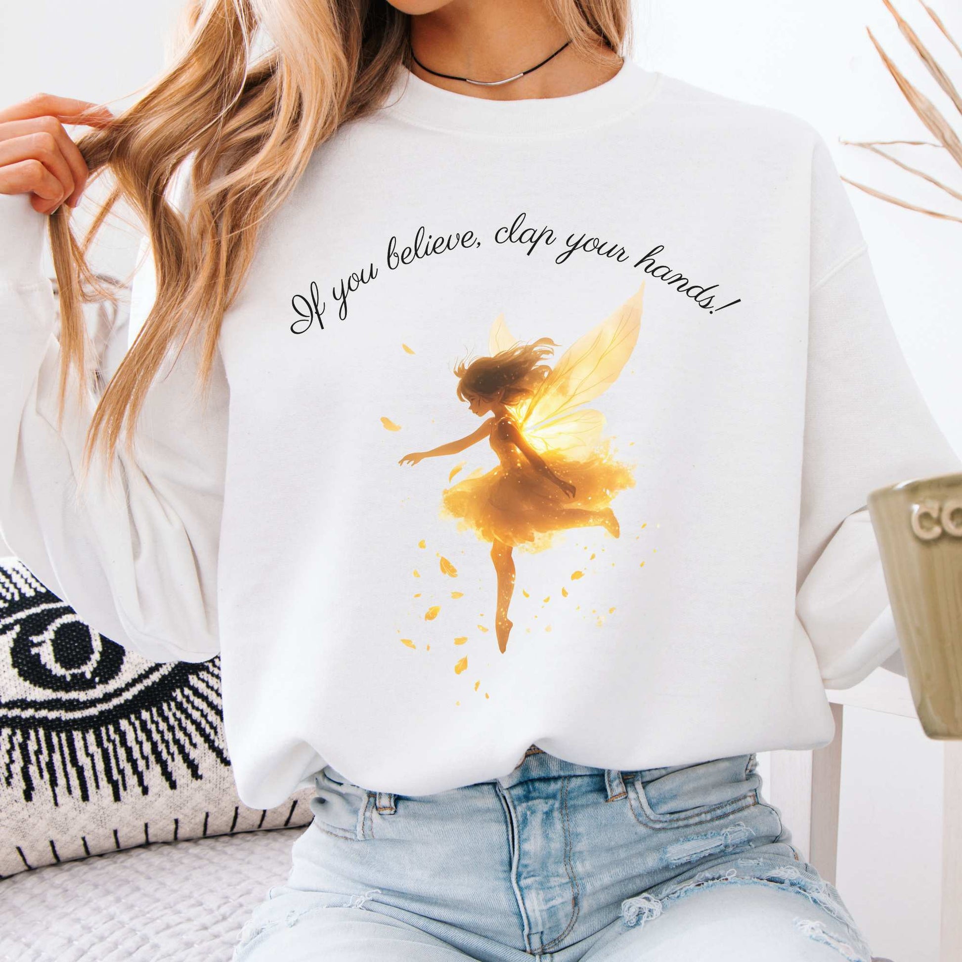 If You Believe Clap Your Hands! Peter Pan Sweatshirt White / S Sweatshirt The Mystic Eden Bookish Book Lovers