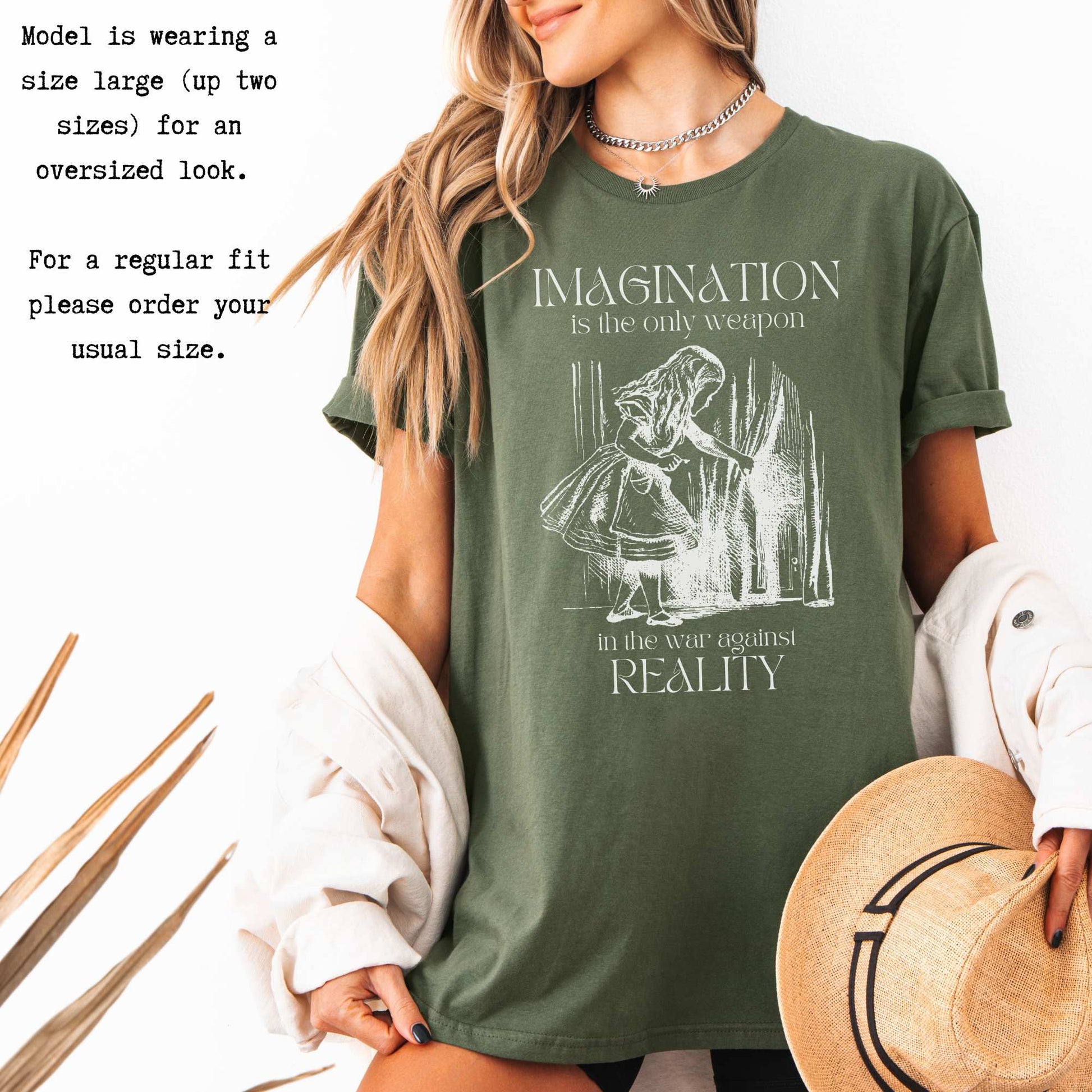 Imagination is the Only Weapon in the War Against Reality - Alice in Wonderland Shirt T-Shirt The Mystic Eden Bookish Book Lovers
