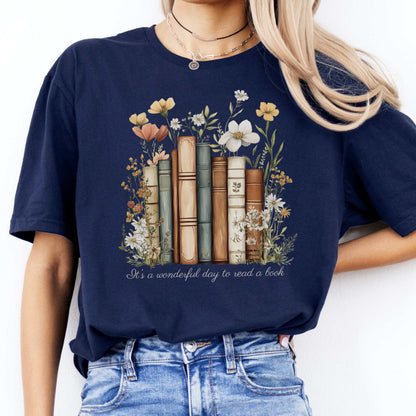 It's A Wonderful Day To Read A Book Shirt Navy / S T-Shirt The Mystic Eden Bookish Book Lovers