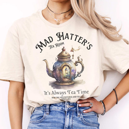 It's Alway's Tea Time Mad Hatter's Tea Room Shirt Natural / S T-Shirt The Mystic Eden Bookish Book Lovers