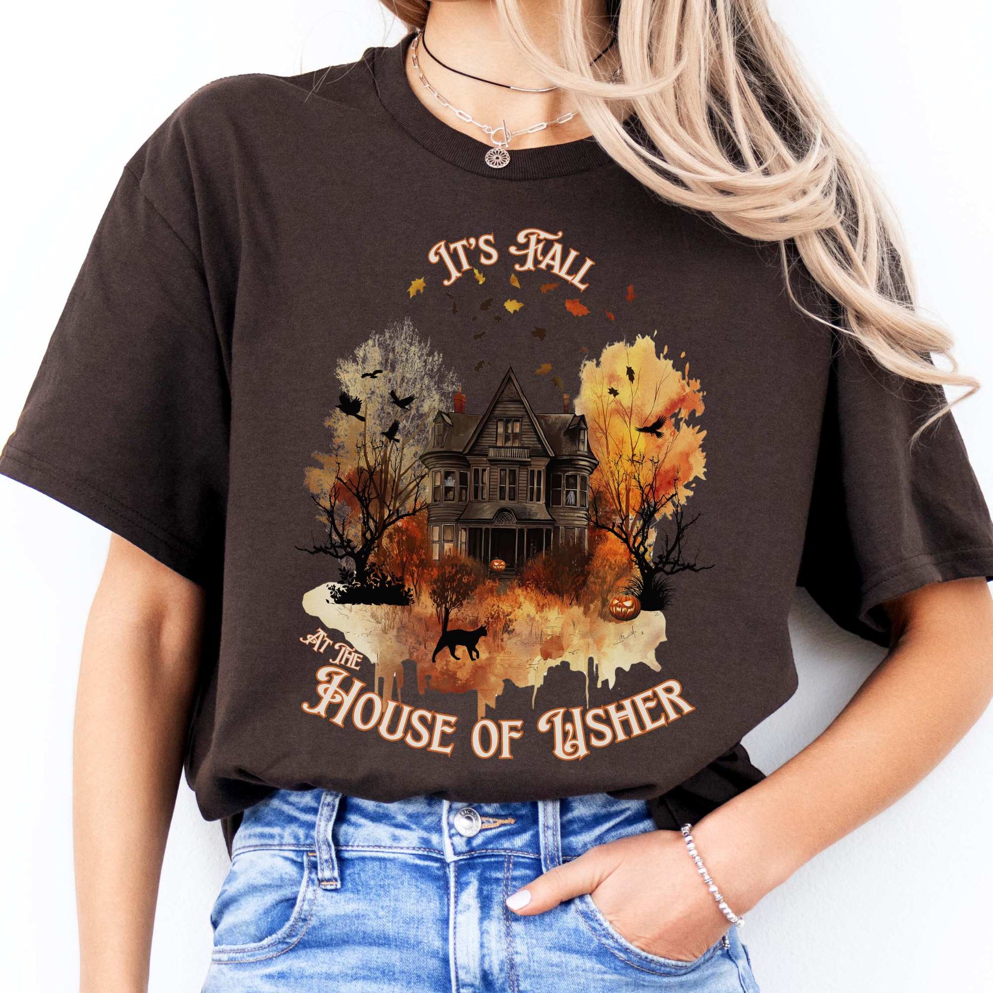 It's Fall at the House of Usher - Edgar Allan Poe Fall Shirt Dark Chocolate / S T-Shirt The Mystic Eden Bookish Book Lovers