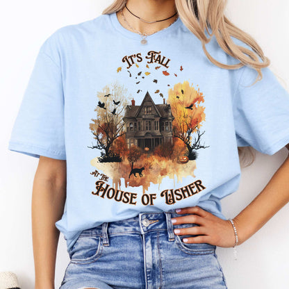 It's Fall at the House of Usher - Edgar Allan Poe Fall Shirt Light Blue / S T-Shirt The Mystic Eden Bookish Book Lovers
