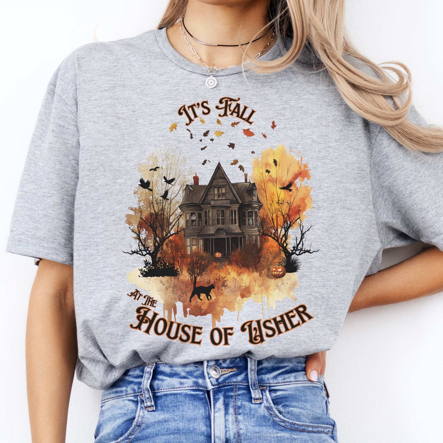 It's Fall at the House of Usher - Edgar Allan Poe Fall Shirt Sport Grey / S T-Shirt The Mystic Eden Bookish Book Lovers