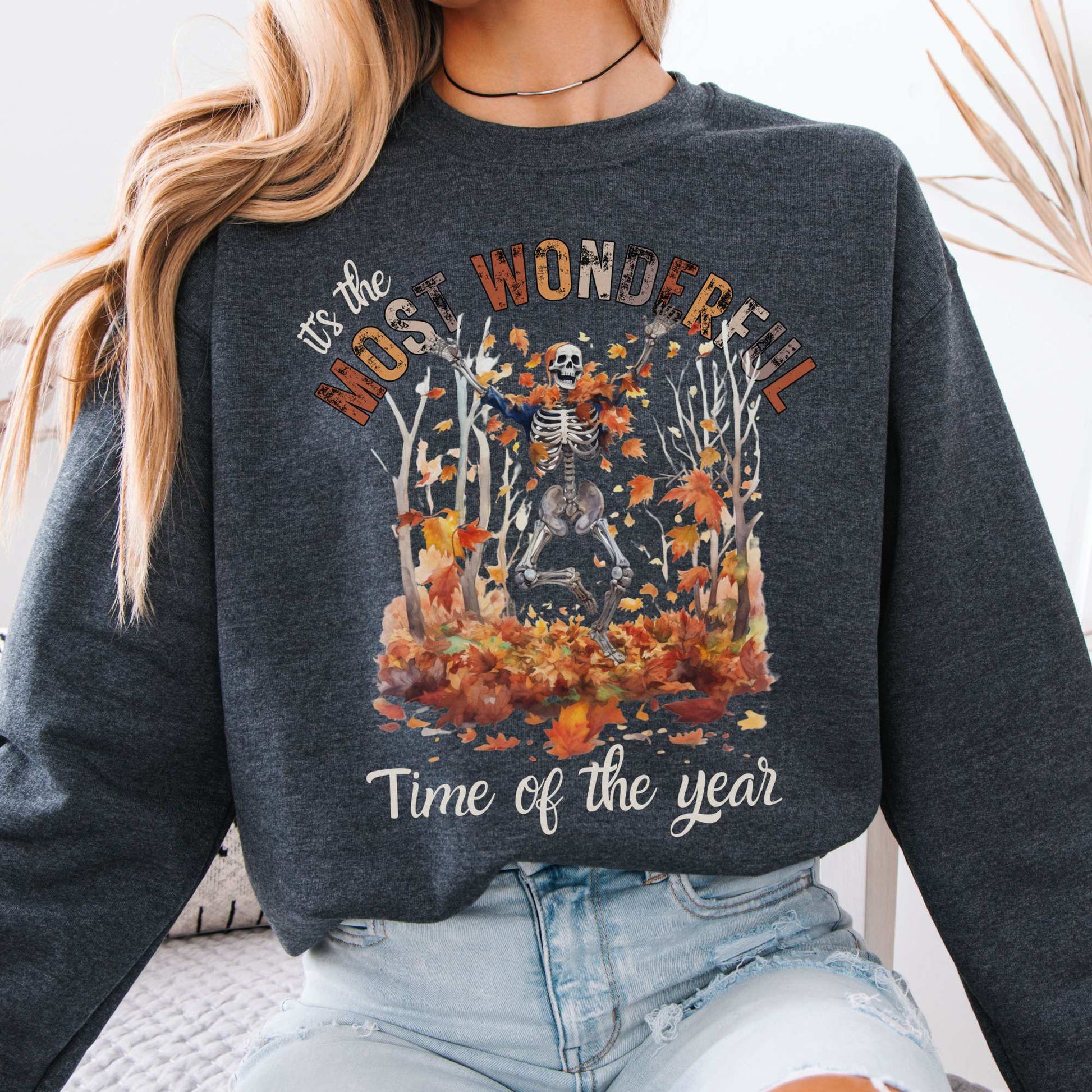 It's The Most Wonderful Time Of The Year - Fall Halloween Sweatshirt Dark Heather / S Sweatshirt The Mystic Eden Bookish Book Lovers