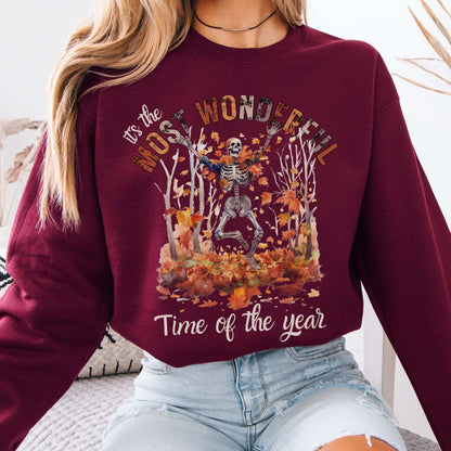 It's The Most Wonderful Time Of The Year - Fall Halloween Sweatshirt Maroon / S Sweatshirt The Mystic Eden Bookish Book Lovers