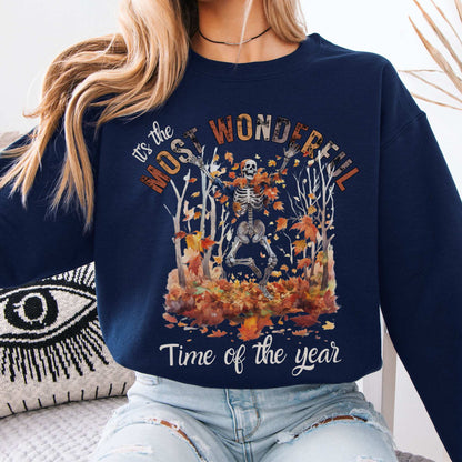 It's The Most Wonderful Time Of The Year - Fall Halloween Sweatshirt Navy / S Sweatshirt The Mystic Eden Bookish Book Lovers